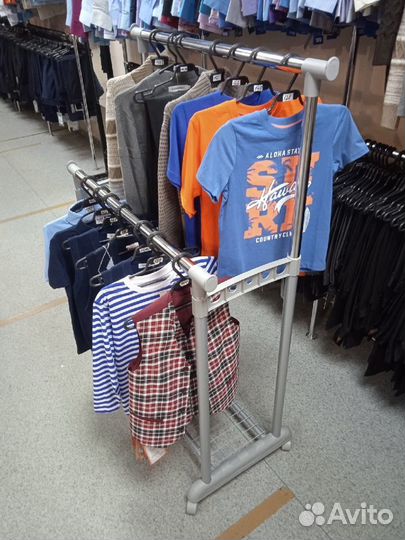 Вешалка напольная на колесах 2 штанги регулируемые