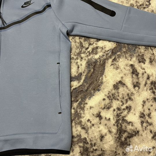 Зип худи nike tech fleece голубая