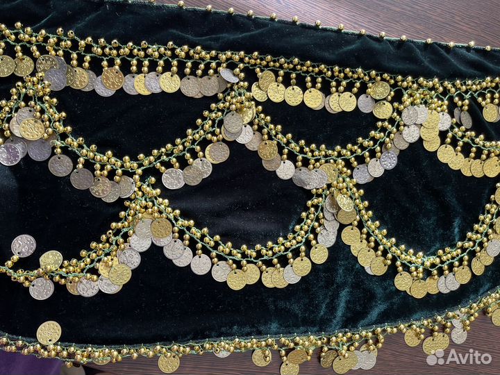 Пояс для восточных танцев на взрослого с бубенцами