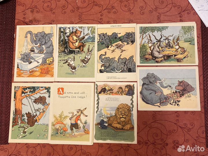 Открытки СССР 60-е животные,пословицы,загадки