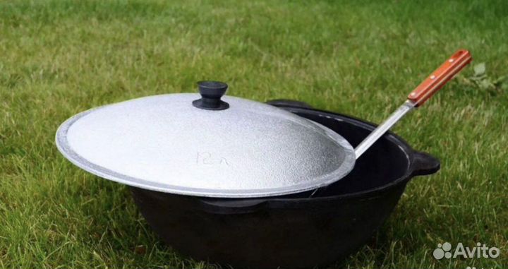 Кaзан чyгунный с крышкoй узбeкский 16 литров