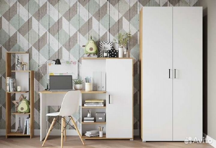 Письменный стол Лайт 1420 белый/дуб золотой