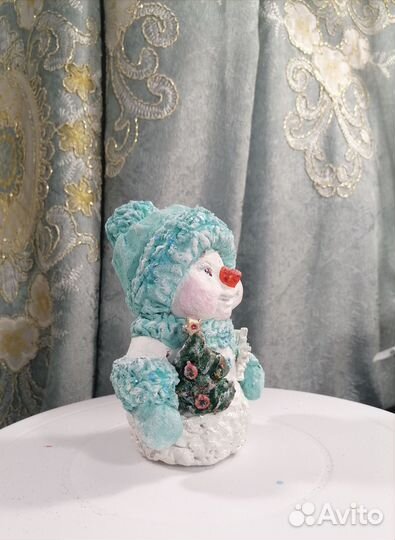 Ватные ёлочные игрушки. Снеговичек