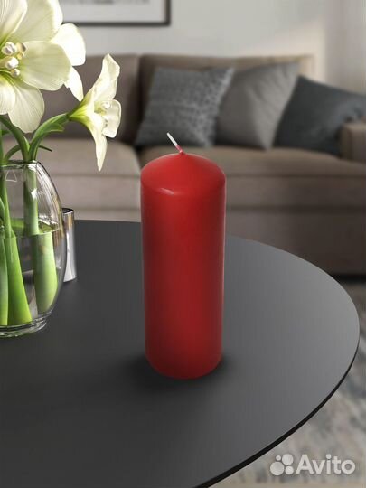 Свеча-столбик 70x210 мм, цвет красный