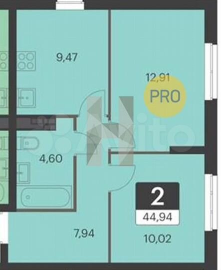 2-к. квартира, 44,9 м², 7/15 эт.