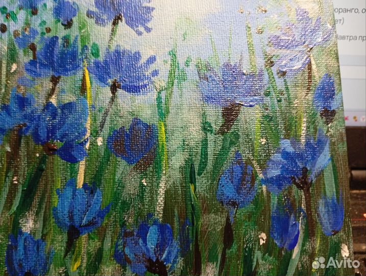 Картина Ночное поле васильков