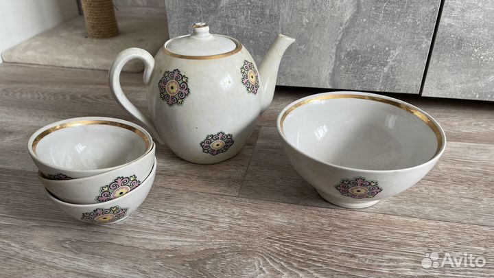 Заварочный чайник 1,3л с пиалами Кузяево,ссср