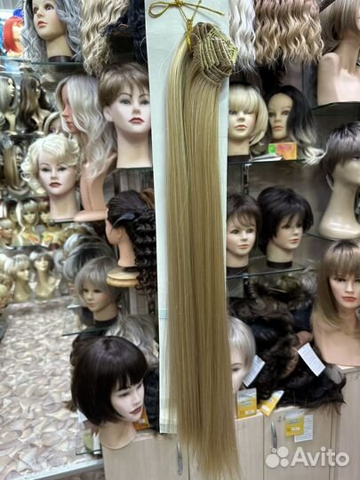 Волосы на заколках, пряди, трессы, термоволокно