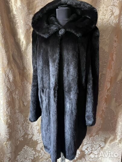 Шуба норковая с капюшоном, 48 50 52, ог 130,90 см