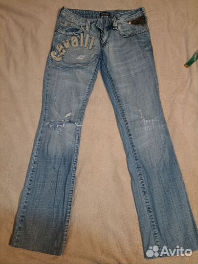 Джинсы Roberto Cavalli голубые с дырками