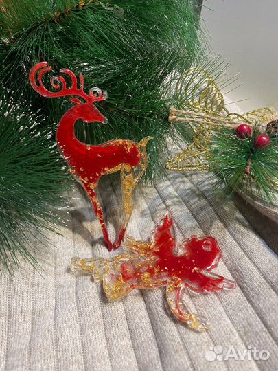 Елочные игрушки из эпоксидной смолы