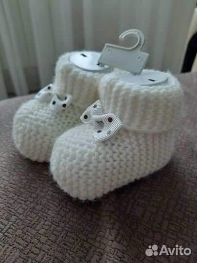 Пинетки вязаные для новорожденных новые