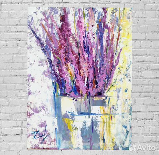 Картина маслом на холсте цветы лаванды. Прованс