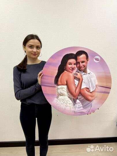 Портрет по фото / Картина на холсте - Круглая