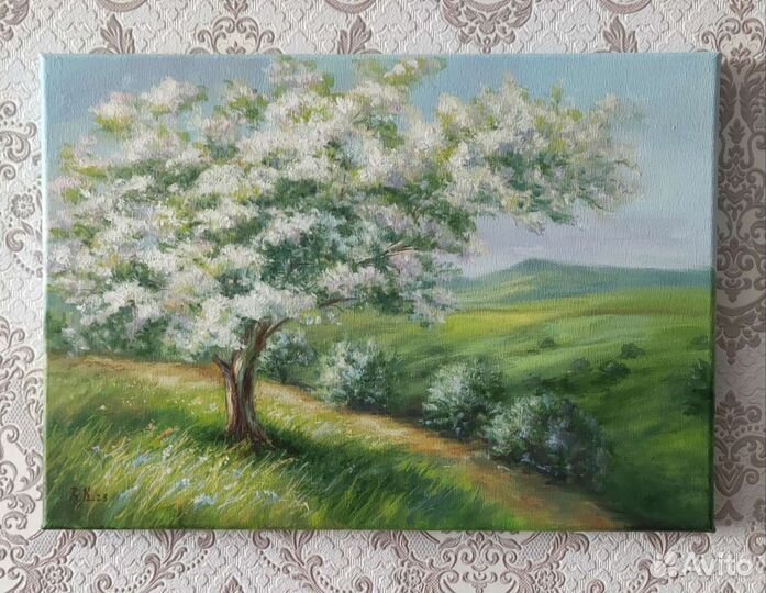 Картина Весенний пейзаж Цветущая яблоня Весна