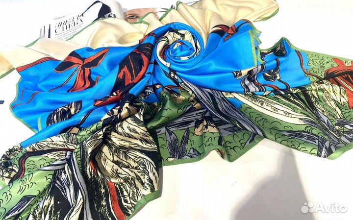 Платок шаль пашмина шарф Gucci - Синева