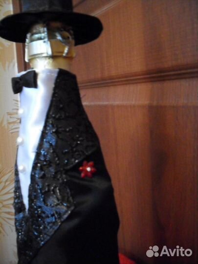 Украшение розовое с бусинами на шампанское(пара) 5