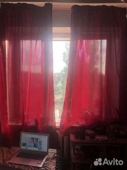 Шторы длинные виннокрасные