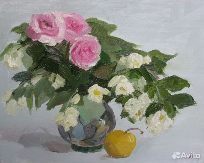 Картина маслом, цветы 