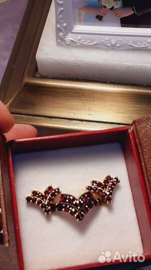 Комплект Чешские пиропы серебро позолота