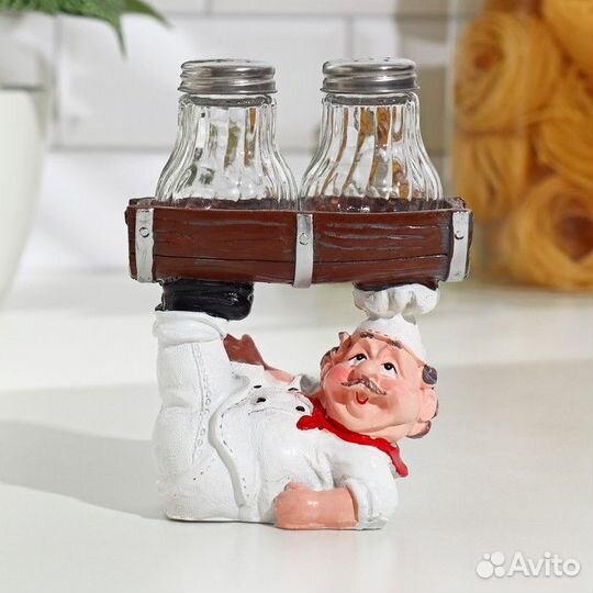 Набор для специй из стекла на подставке «Повар дер