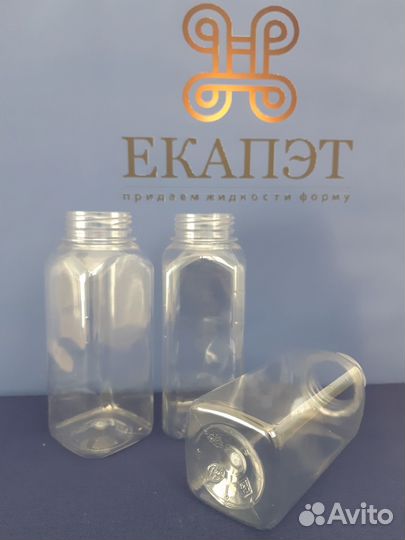 Бутылка пластиковая квадратная Джус 0,3 л. 38 горл