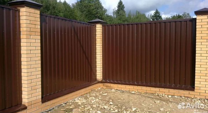 Забор из профлиста ,ворота под ключ