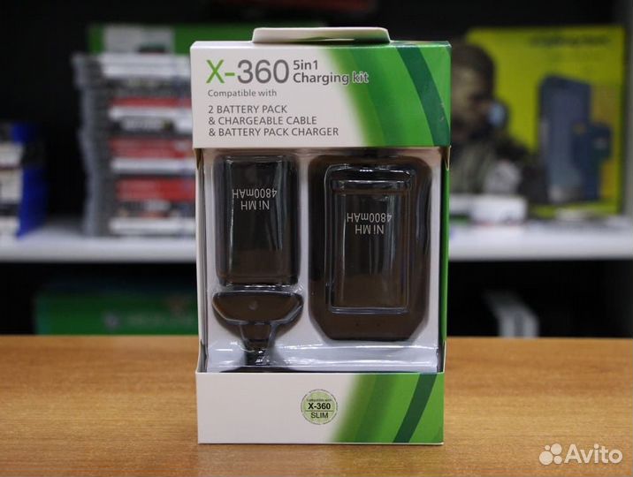 5in1 2 Аккумулятора+кабель+зарядка Xbox 360