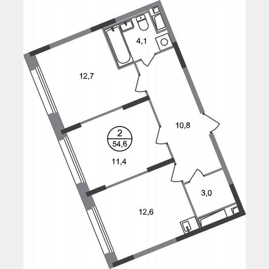 2-к. квартира, 54,6 м², 7/17 эт.