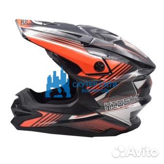 Шлем кроссовый kioshi Holeshot 801Серый/оранжевый