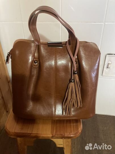 Сумка натуральная кожа италия коричневая