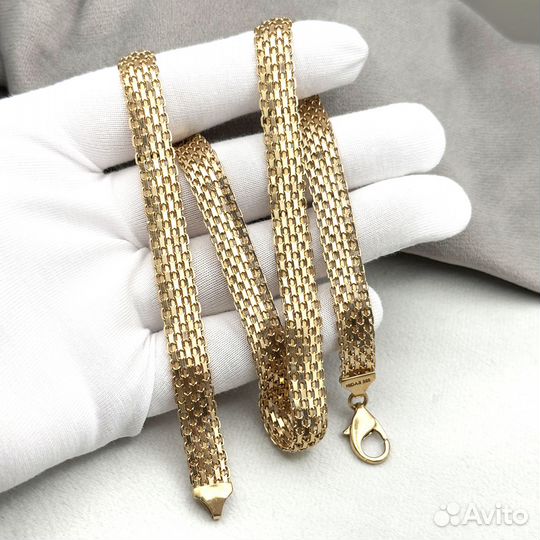 Золотое четырехрядное широкое ожерелье 585 пробы