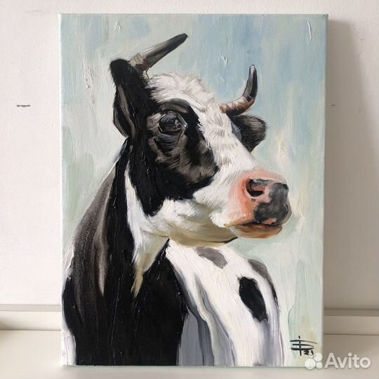 Картина корова маслом на холсте