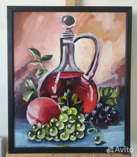 Картина маслом. Натюрморт с персиком