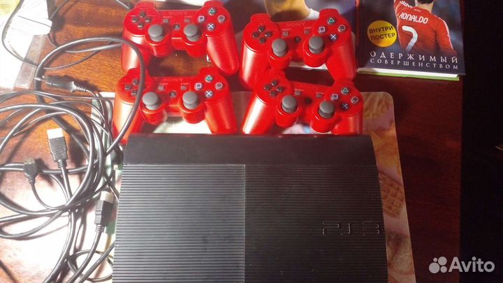 PS3 SuperSlim 500gb Прошитый(22игры и 4 джойстика)
