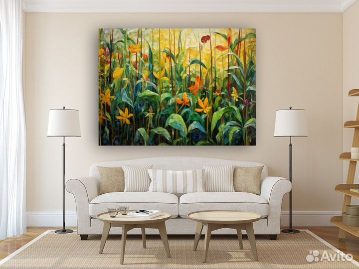 Интерьерная картина маслом на холсте премиум холст