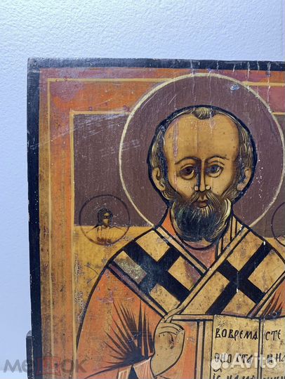 Старинная икона Николай чудотворец 21х26,5см