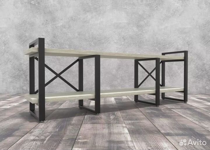 Тумба под тв Айсберг Лофт 160 черный/дуб крафт бел