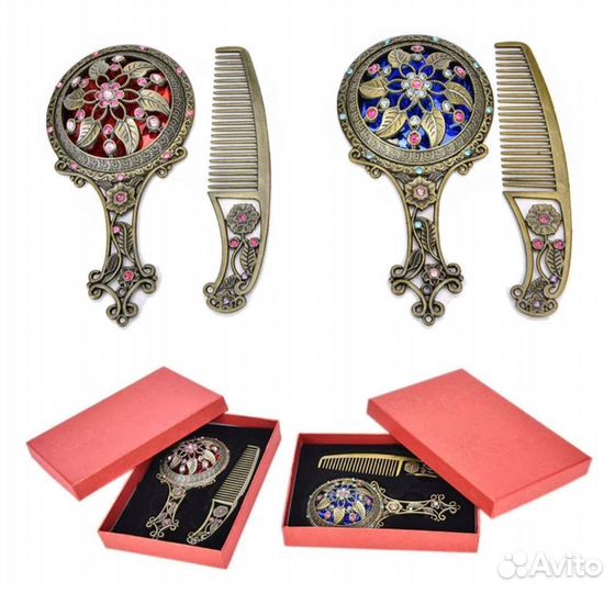 Подарочный набор зеркальце и расчёска в коробочке