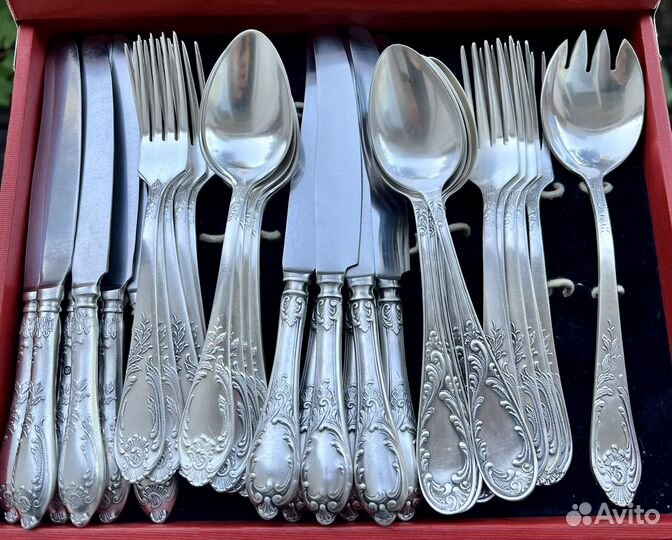 Мельхиоровый столовый набор 37 приборов
