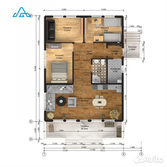 Каркасный дом для круглогодичного проживания 121м2