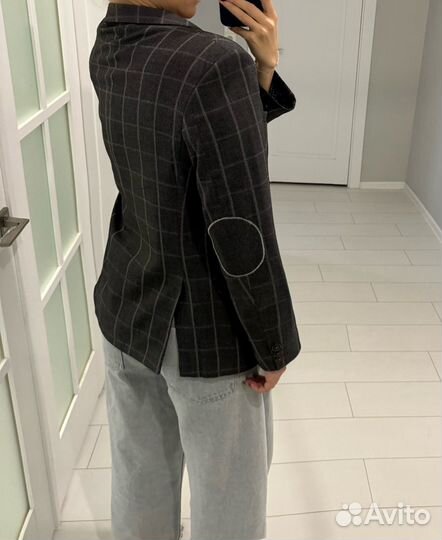 Пиджак серый с мужского плеча оверсайз