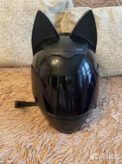 Мото шлем с ушками