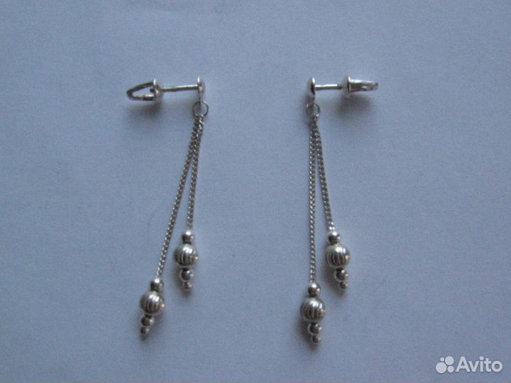 Серебряные серьги, кольцо, цепь
