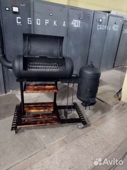 Мангал с коптильней, печью под казан