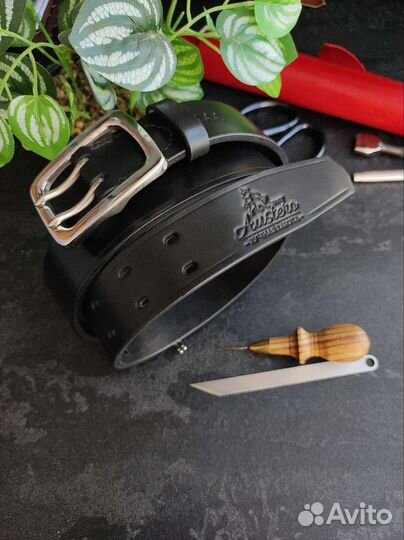 Ремень кожа с массивной пряжкой ручной работы