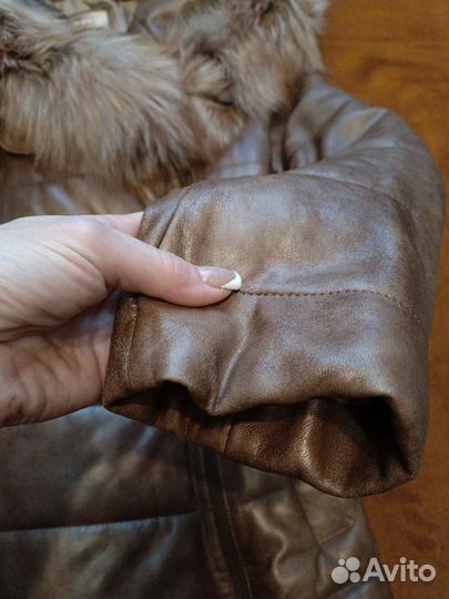 Пуховик из натуральной кожи