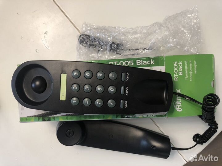 Телефон проводной черный