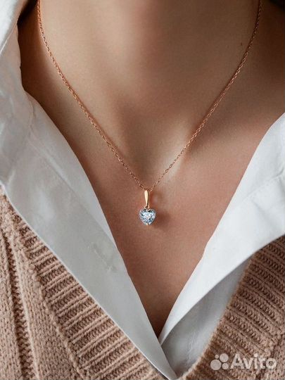 Подвеска на шею золотая 585 с фианитом 