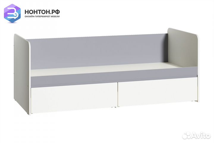 Кровать Торонто 11.39 белый шагрень / стальной сер